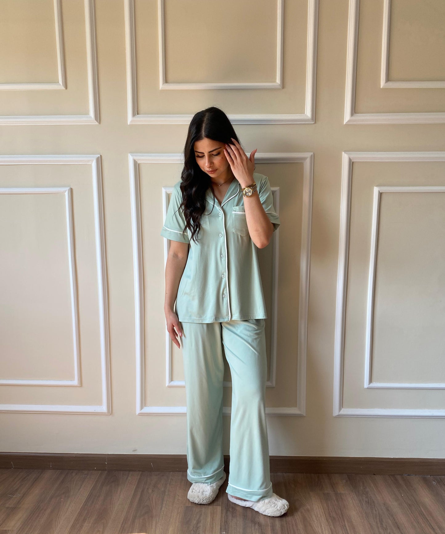 Classic Botton Pajama  | Mint- Green