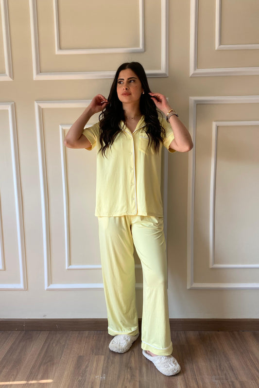 Classic Botton Pajama | Yellow