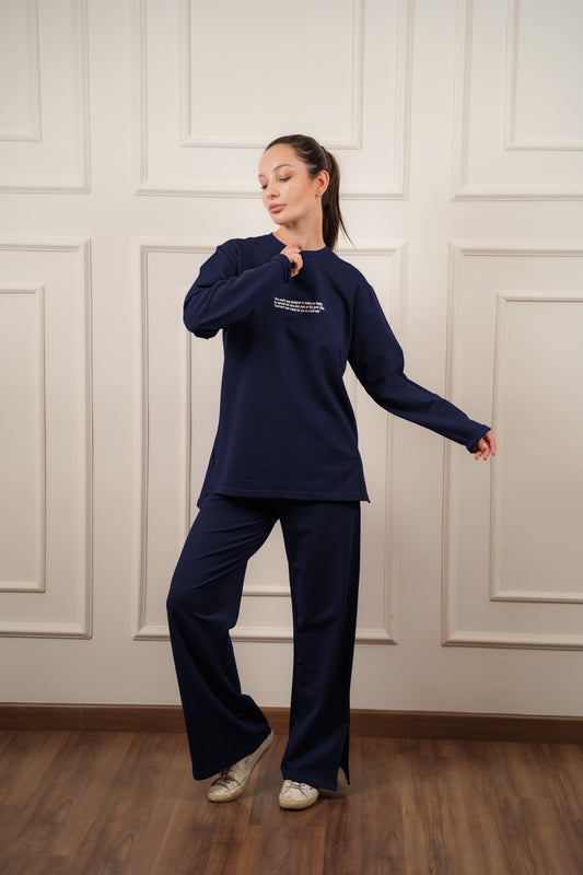 Long Sleeves Cotton Everyday Tracksuit I Navy