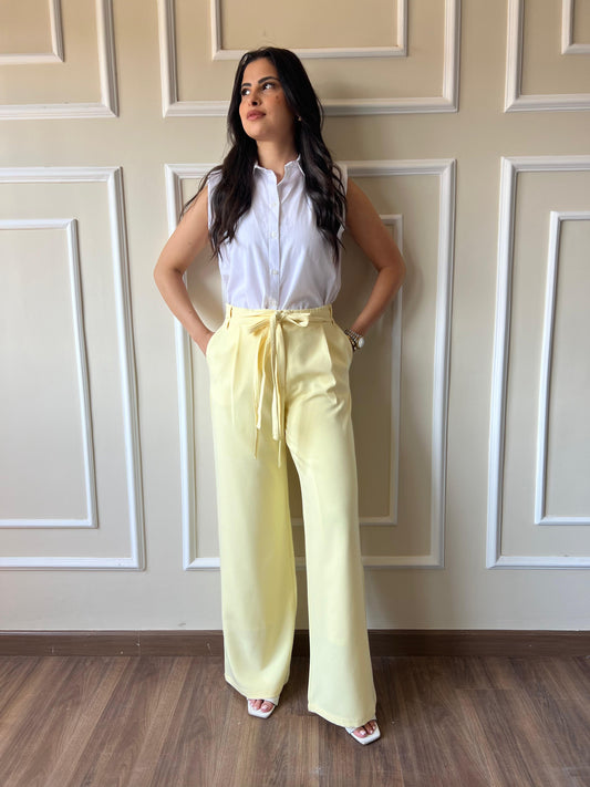 Double Belts Trousers| Yellow