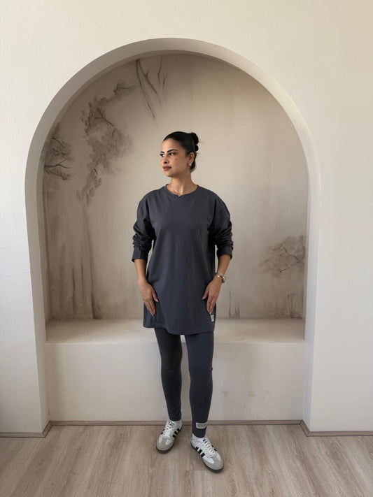 Long Sleeves Cotton Grey Legging Set