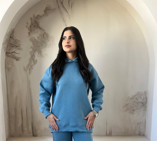 Basic  Fleece  Hoodie | Stone  Blue