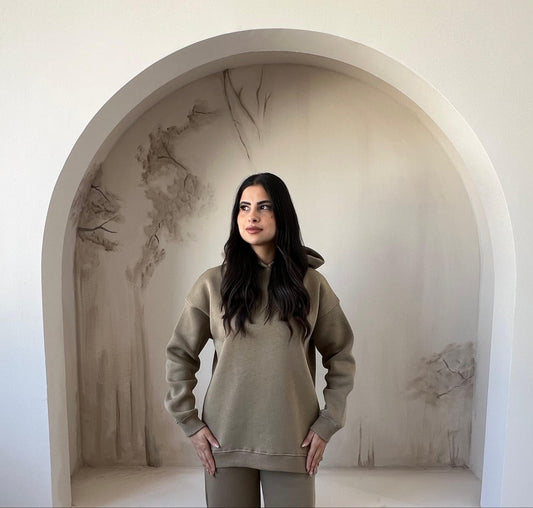 Basic Fleece Hoodie In Cafe