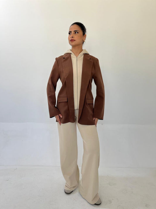 Blazer With Hoodie In Brown