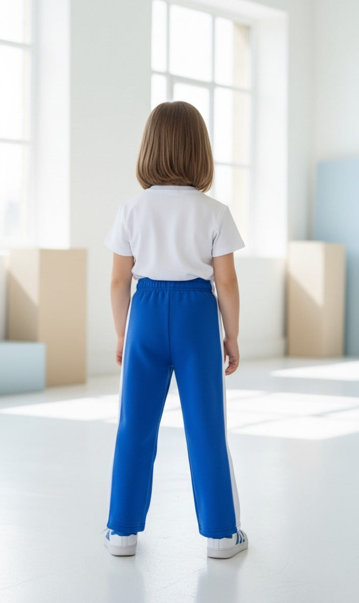 Striped fleece trousers| Blue