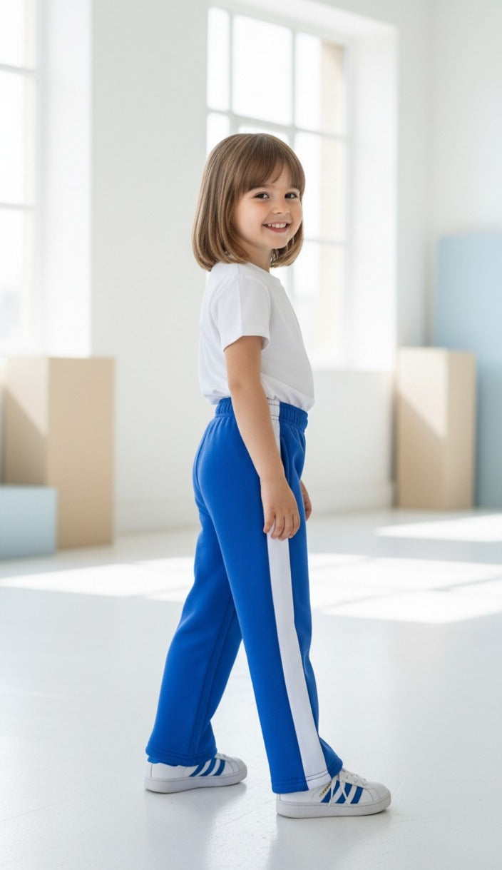 Striped fleece trousers| Blue