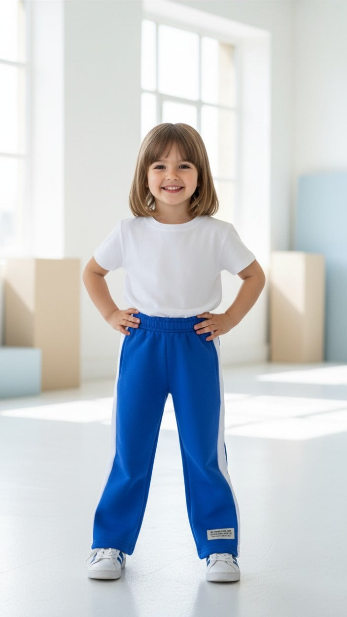 Striped fleece trousers| Blue