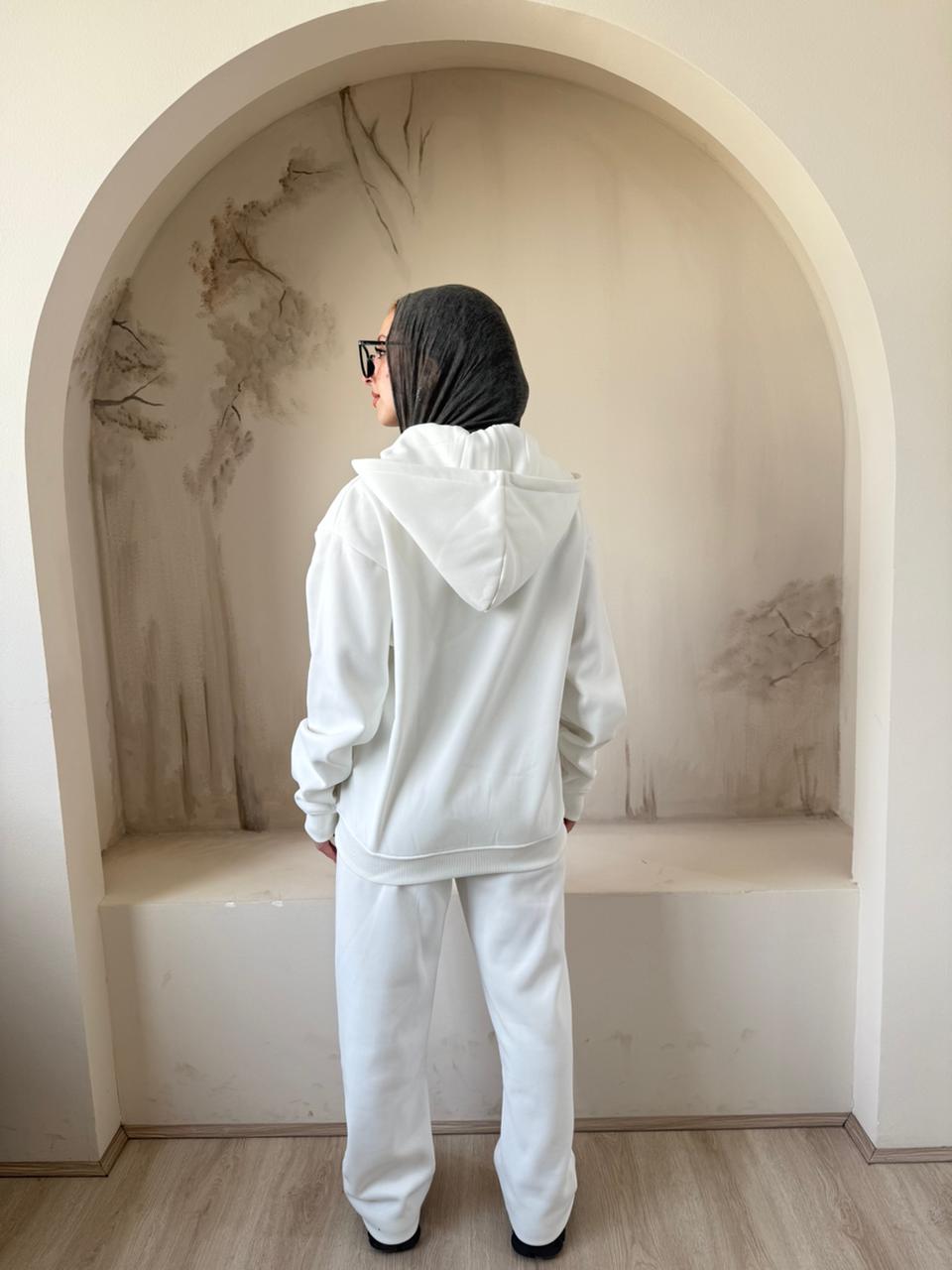 Full Zip Hoodie Set | White