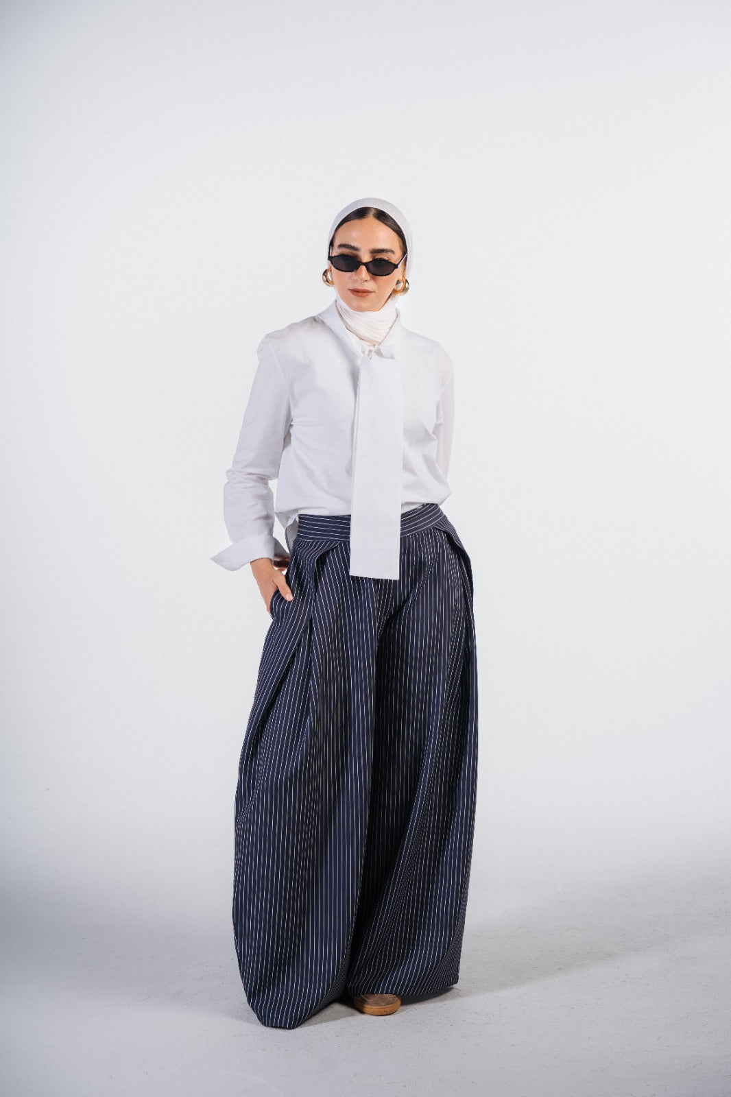 Pleated Striped Trousers
