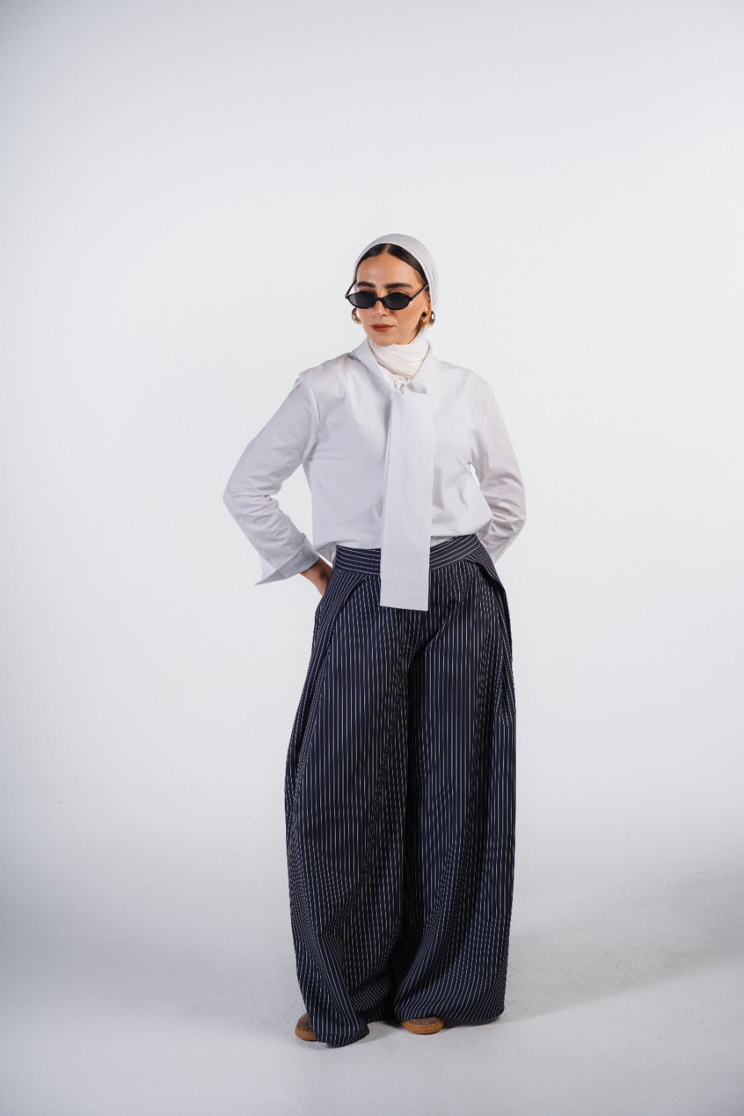 Pleated Striped Trousers