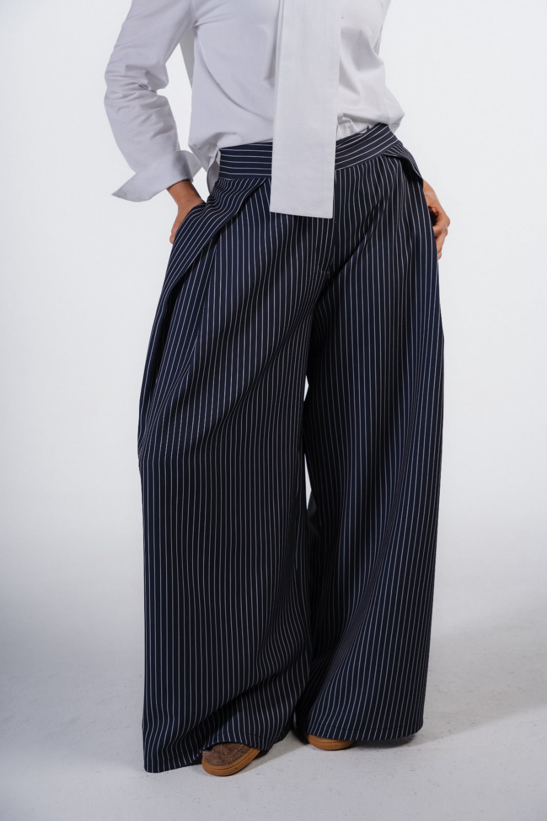 Pleated Striped Trousers