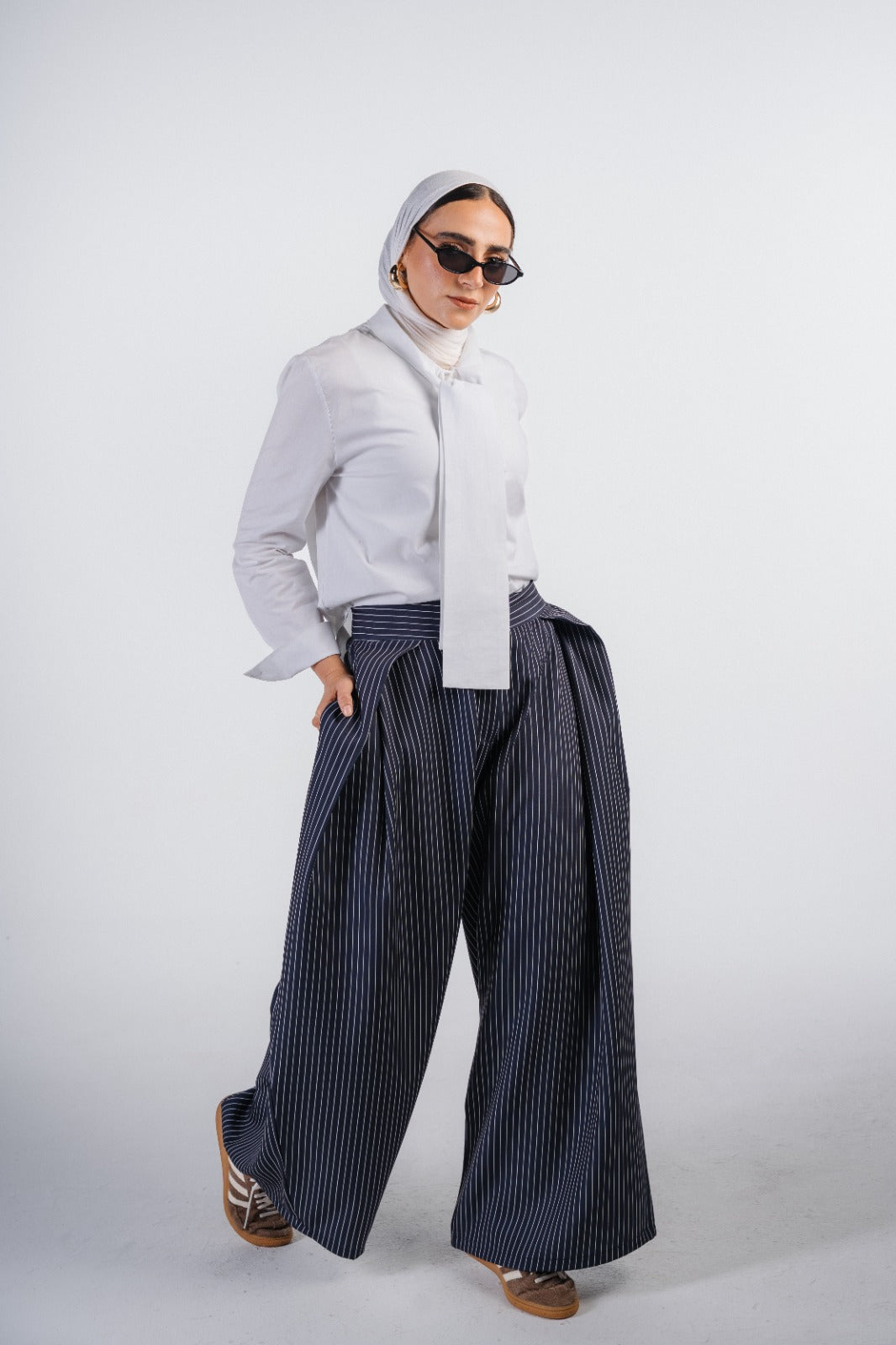 Pleated Striped Trousers