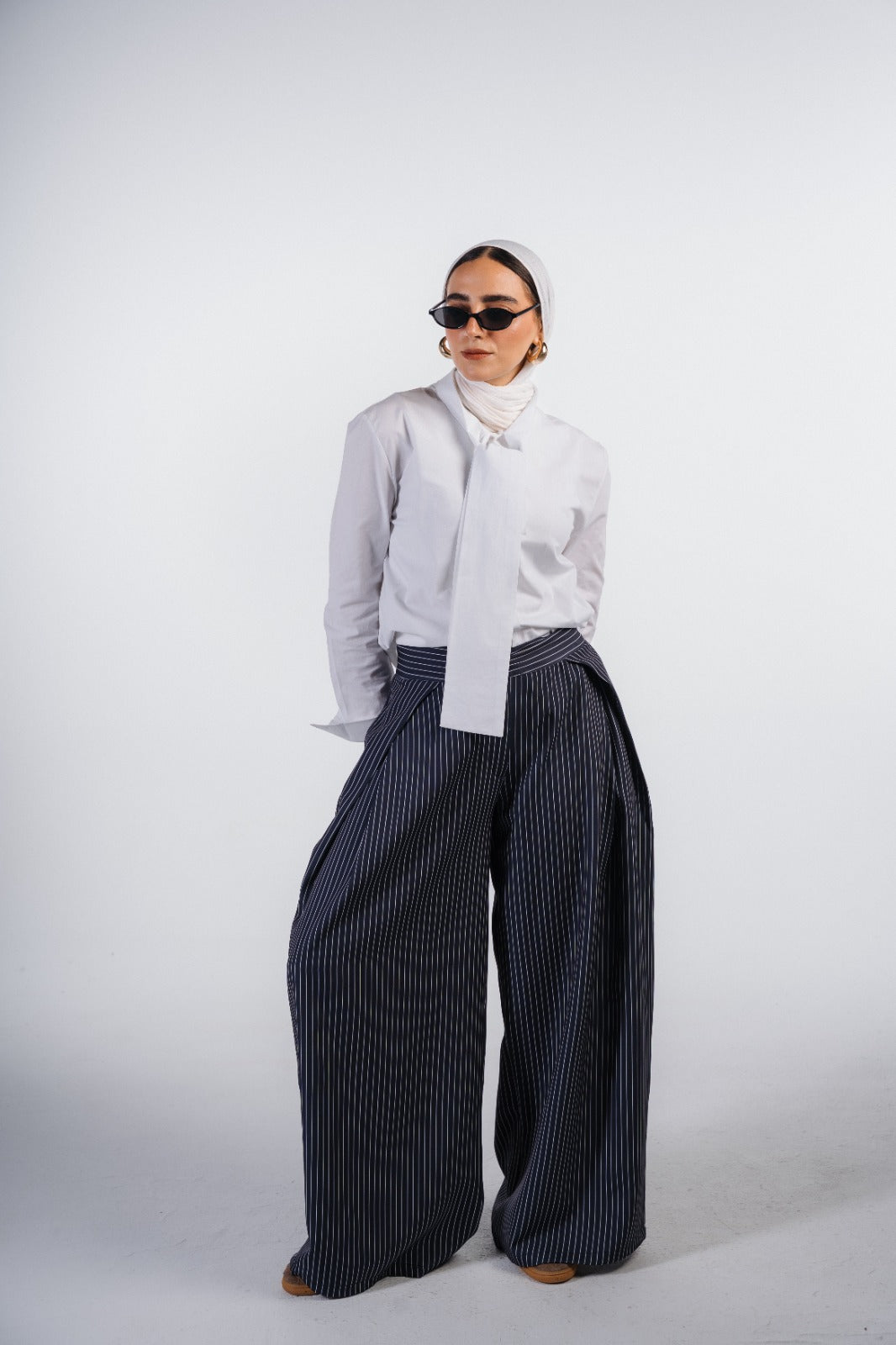 Pleated Striped Trousers