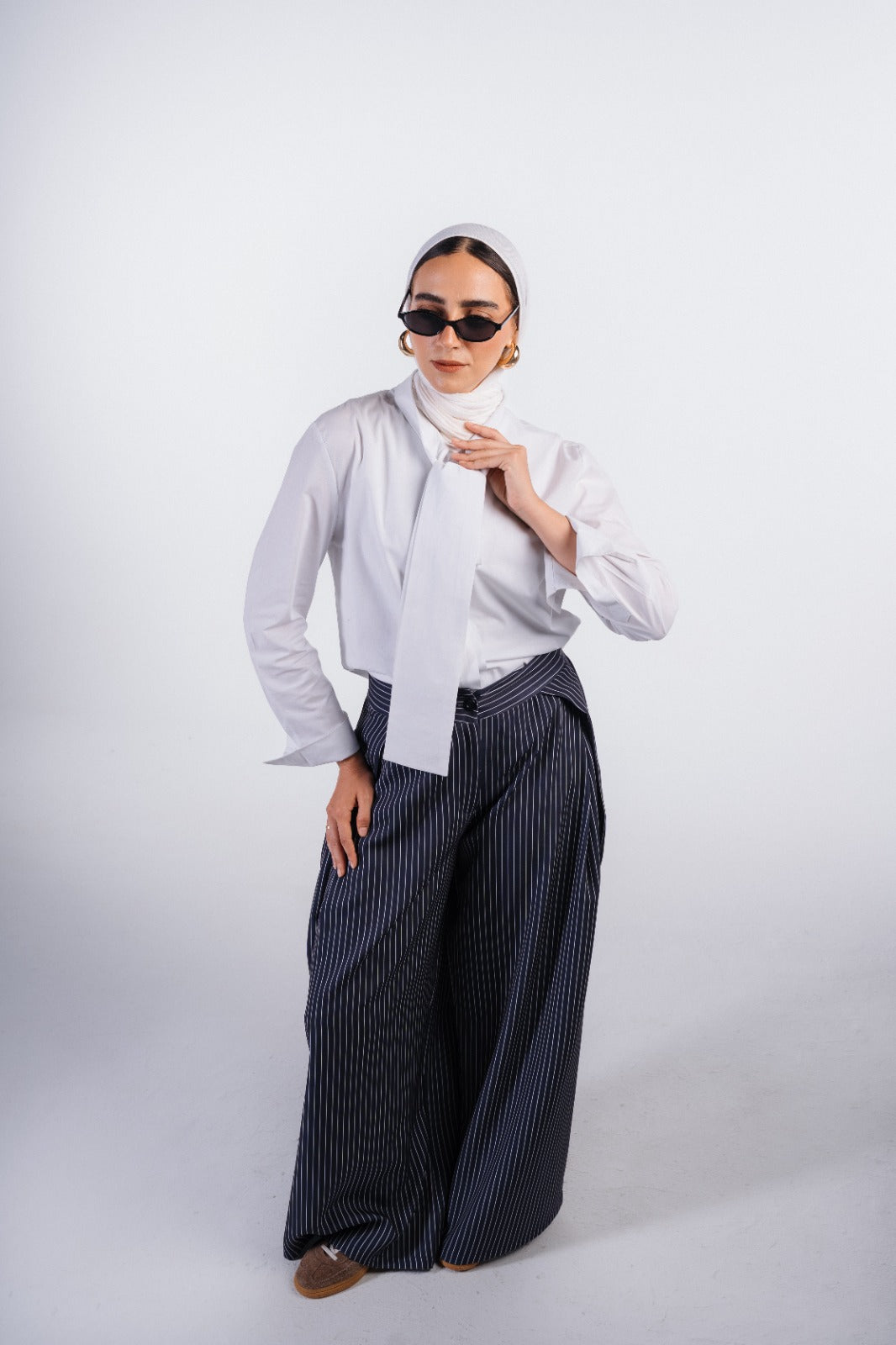 Pleated Striped Trousers