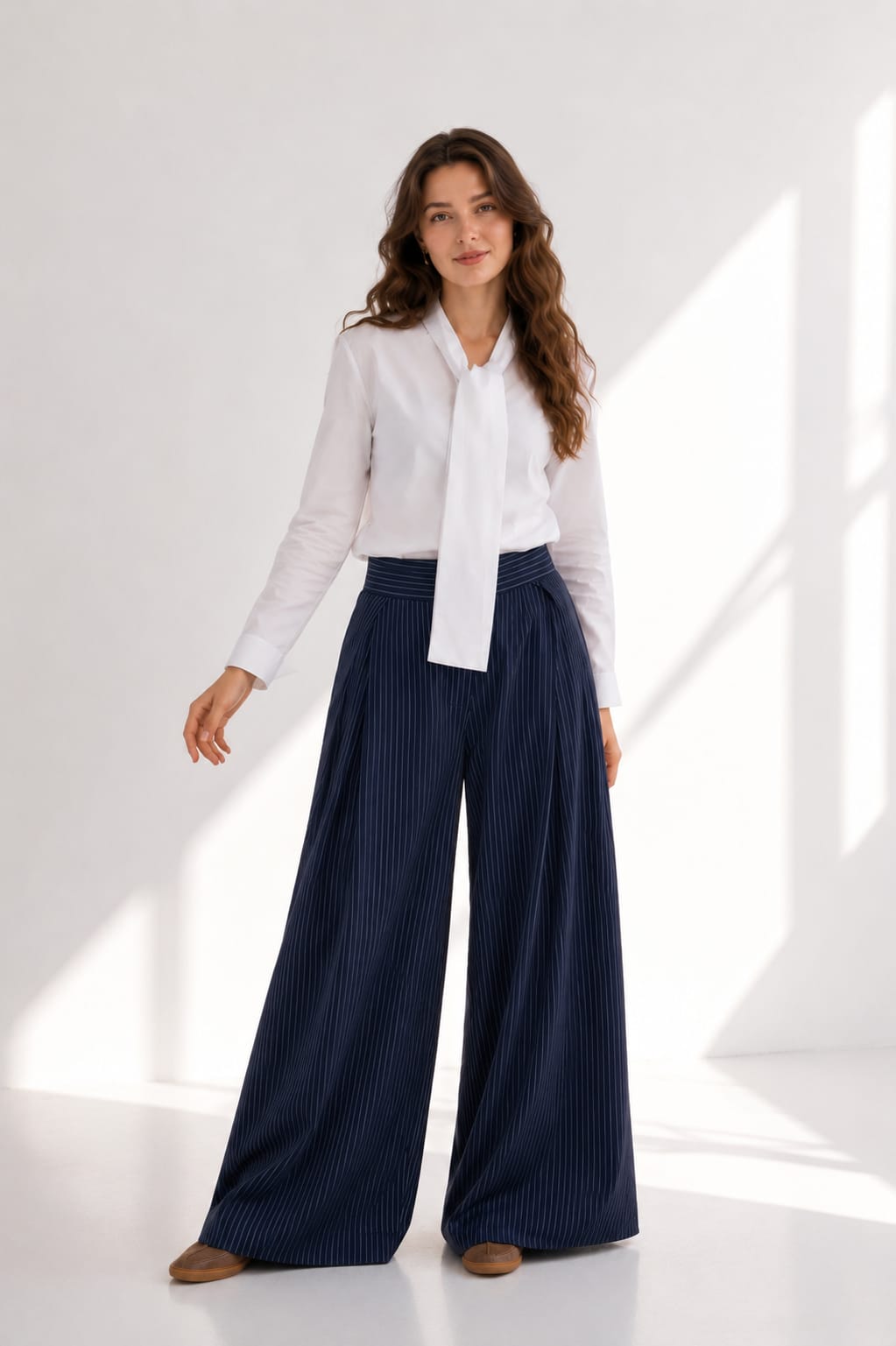 Pleated Striped Trousers