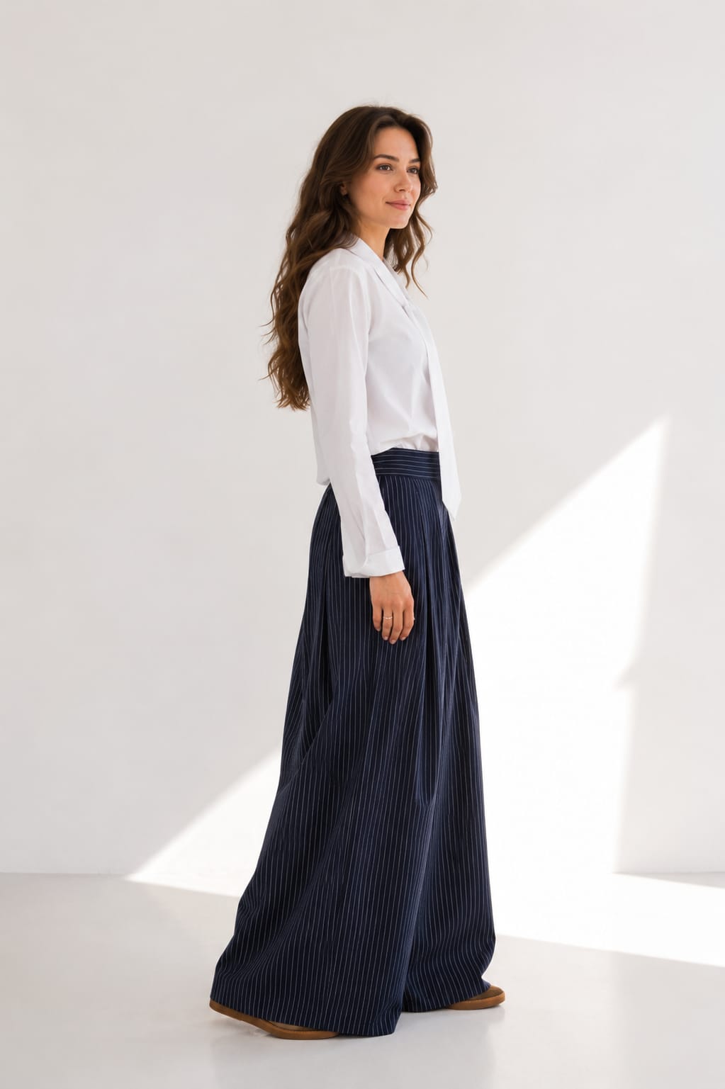Pleated Striped Trousers