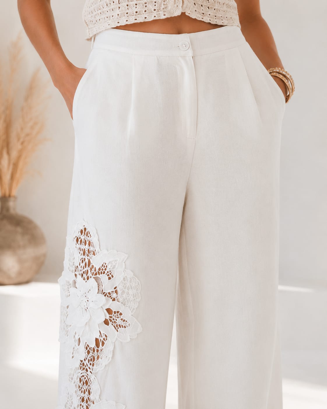 WO-LP-Linen Crochet trousers