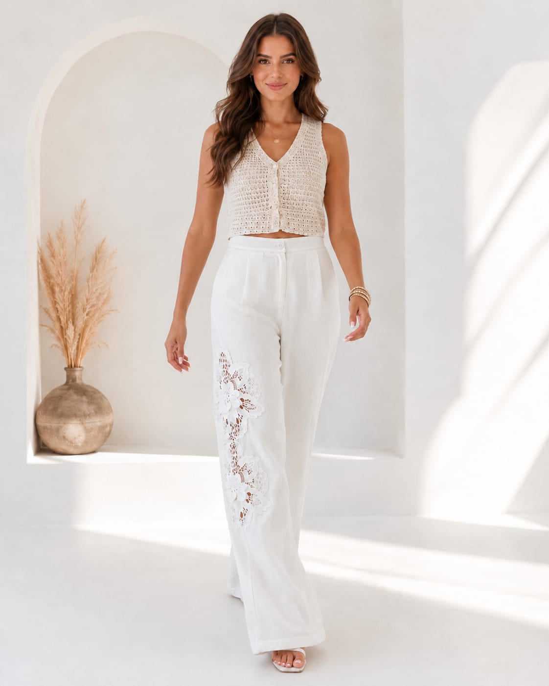 WO-LP-Linen Crochet trousers