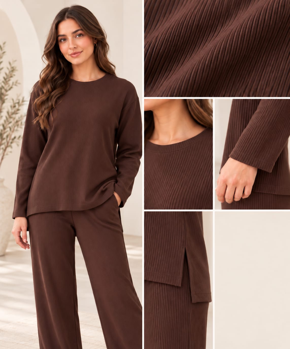 Ribbed Side Slit Set