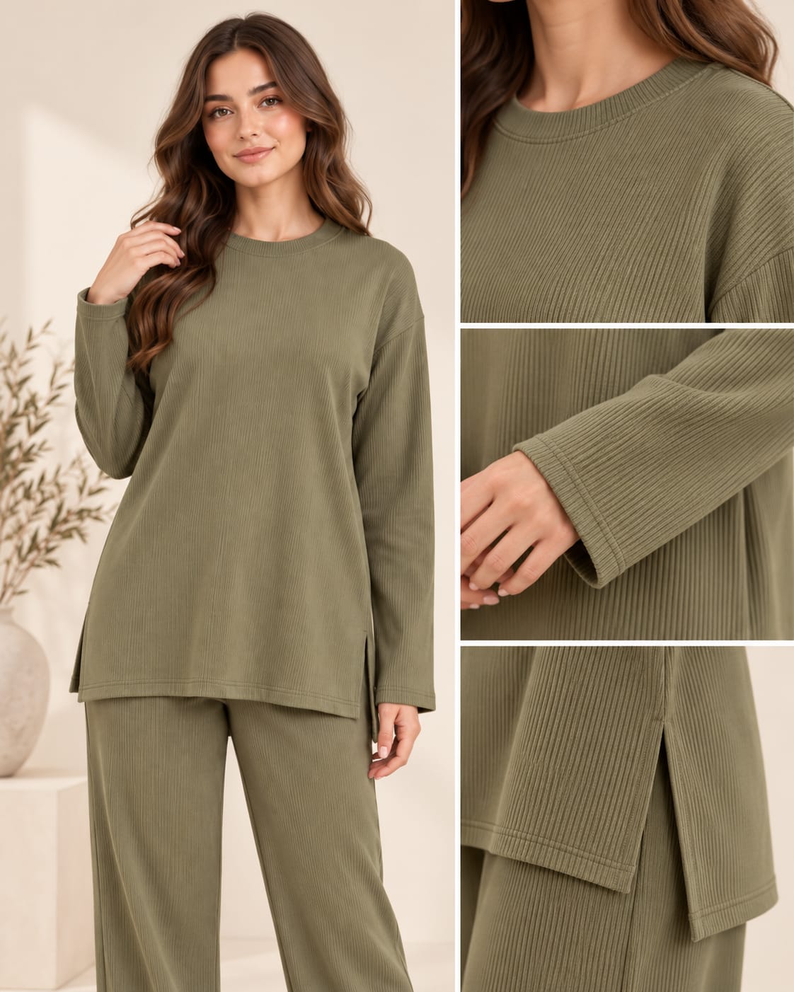 Ribbed Side Slit Set