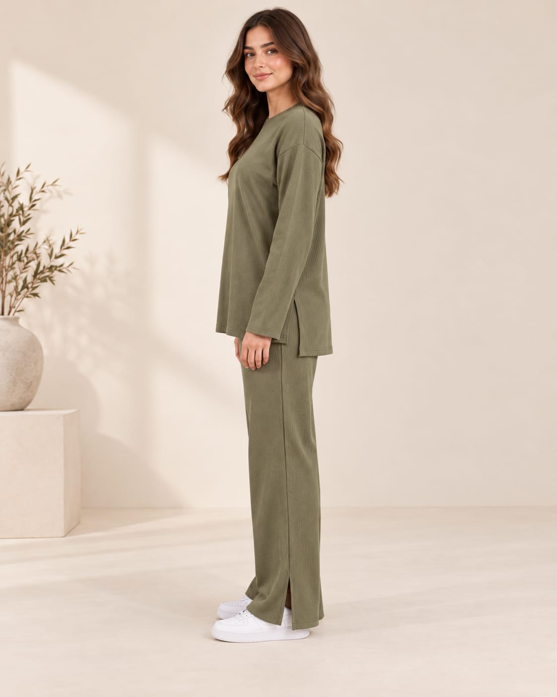 Ribbed Side Slit Set
