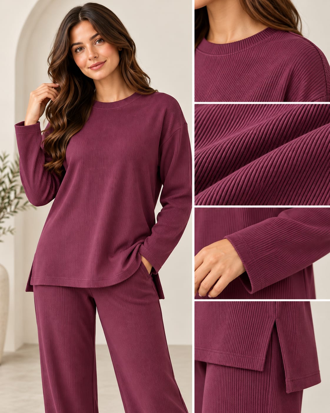 Ribbed Side Slit Set