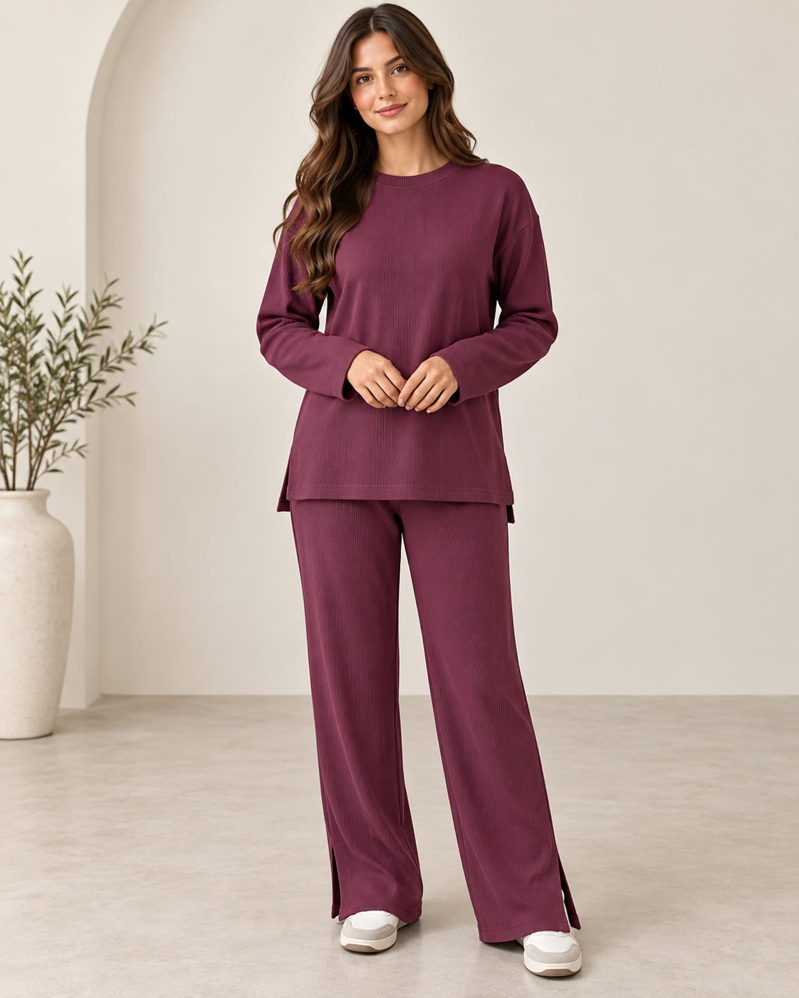 Ribbed Side Slit Set