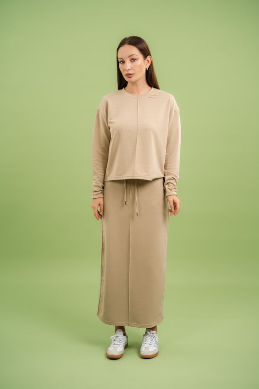 Pencil Skirt Set In Beige