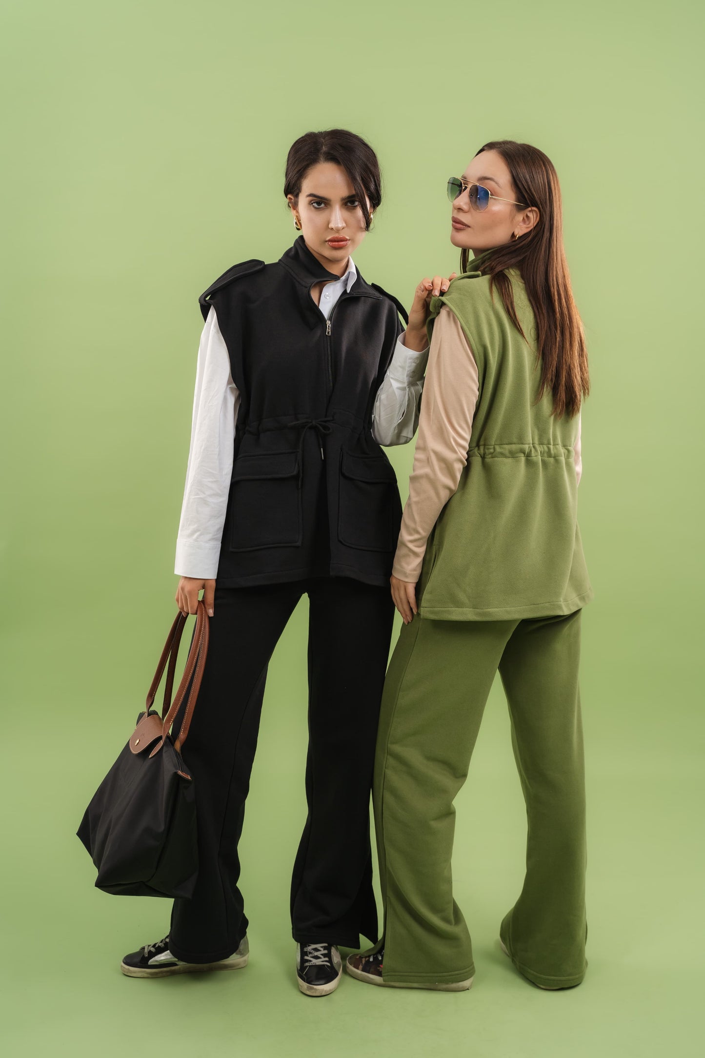 Vest Cape Set In Olive