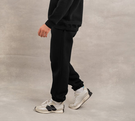Men Basic Fleece Sweatpants In Black