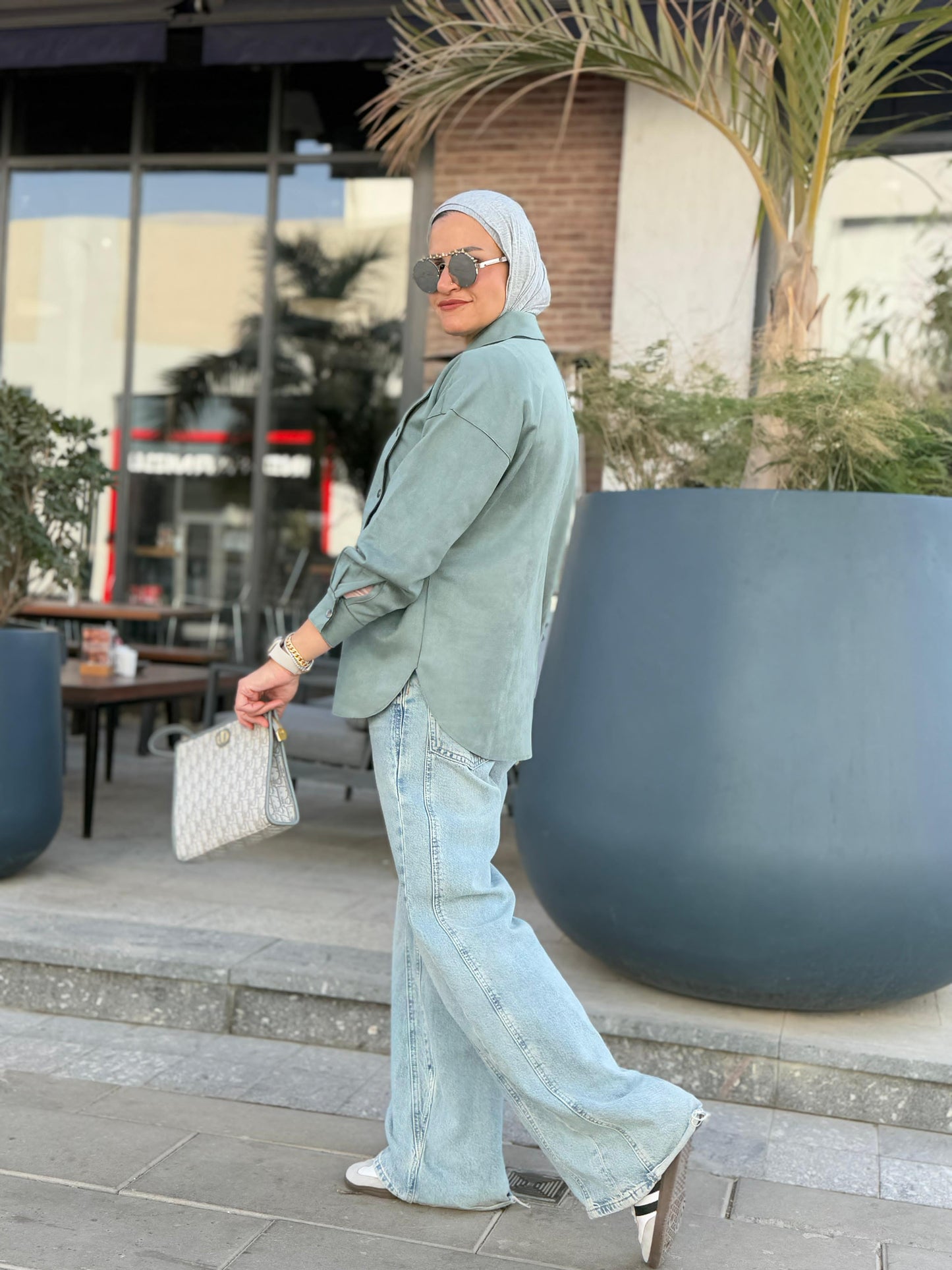 Faux Suede Overshirt In Mint