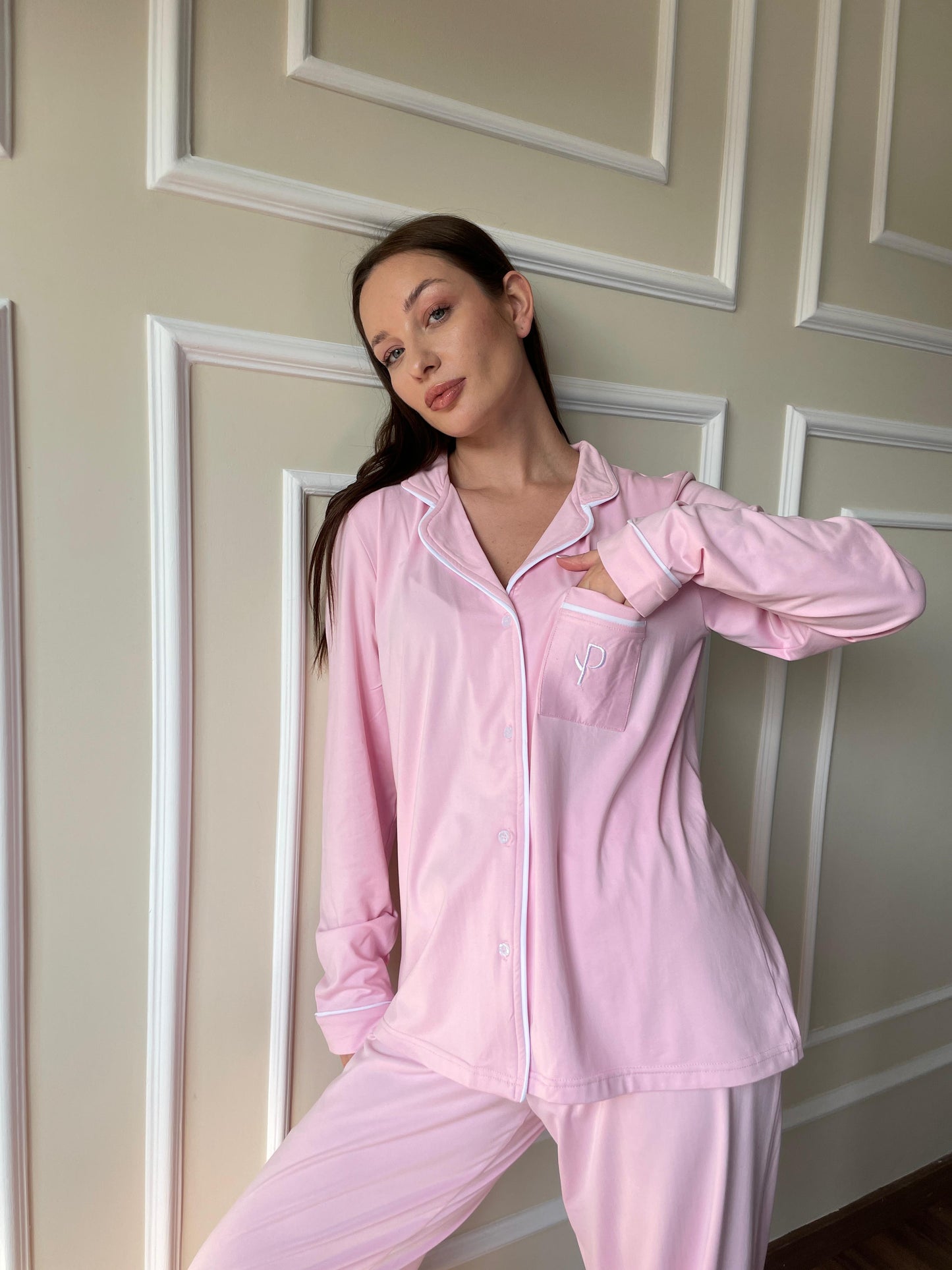 Classic Pajama Top In Pink