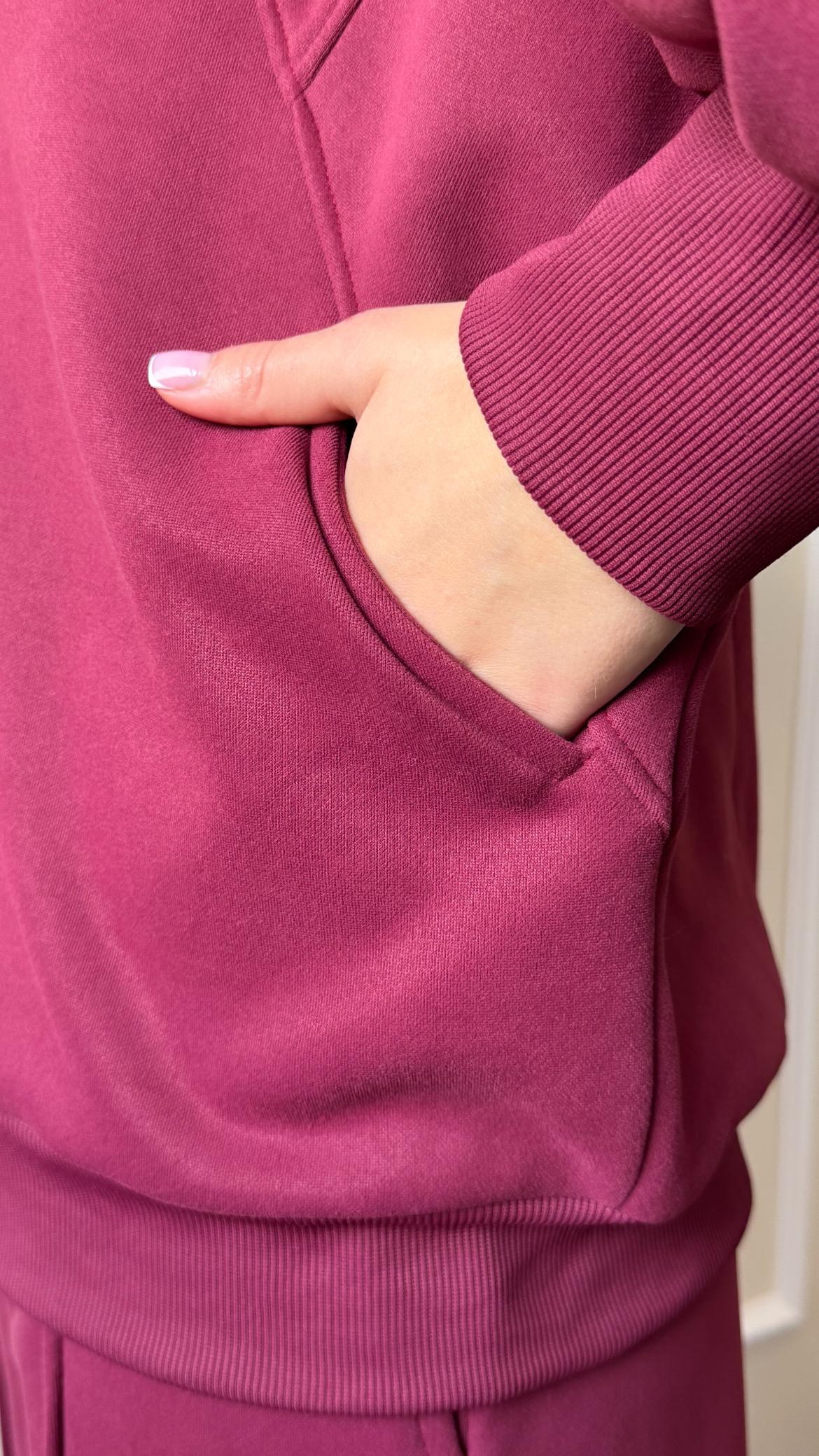 Soft Bomber Jacket Set In Burgundy