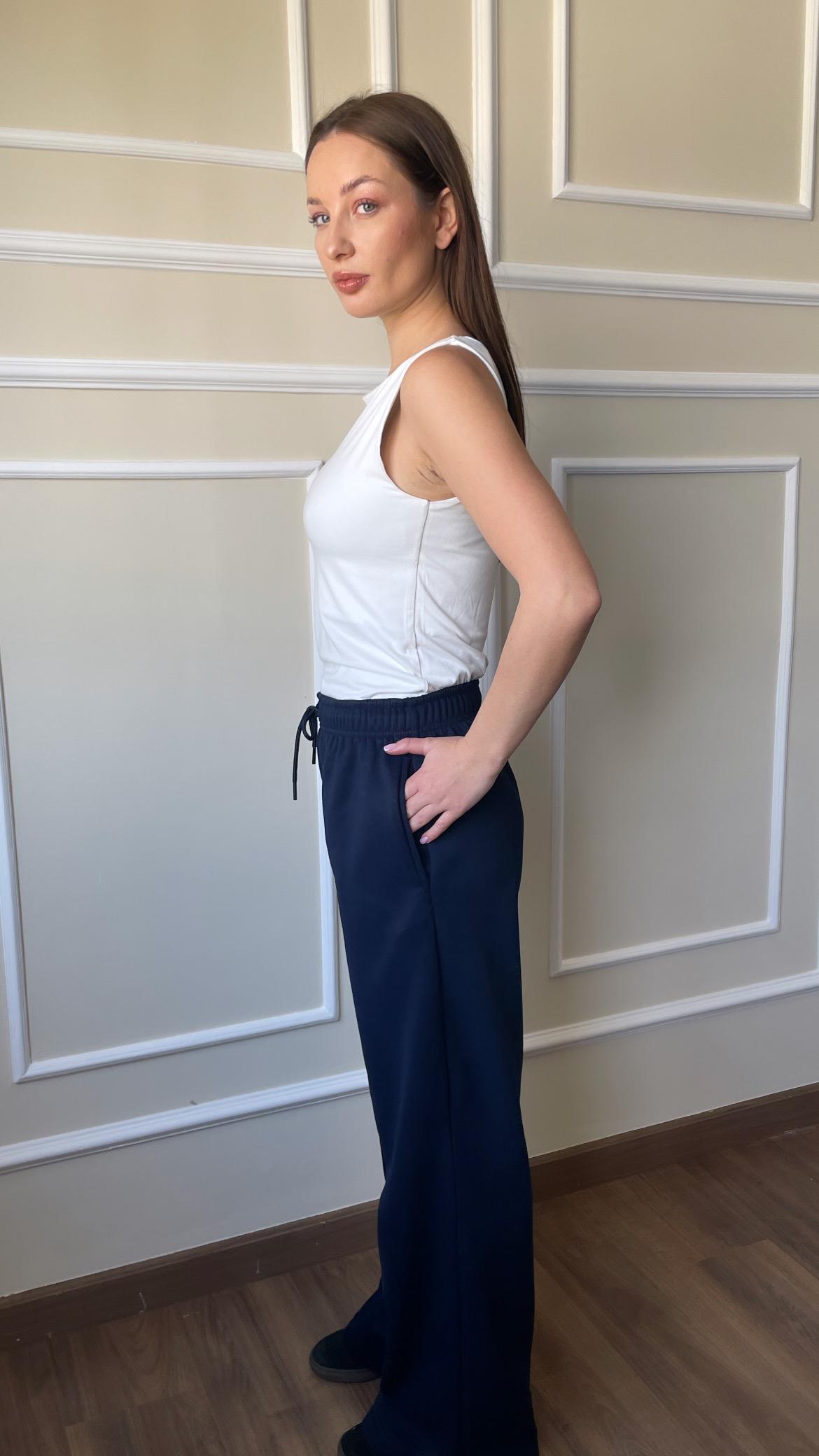 Fleece Wide-Leg Sweatpants| Navy