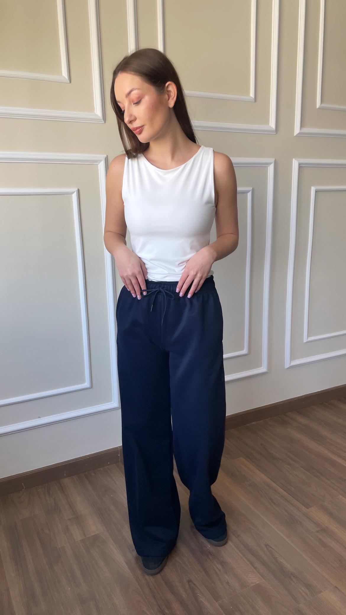Fleece Wide-Leg Sweatpants| Navy