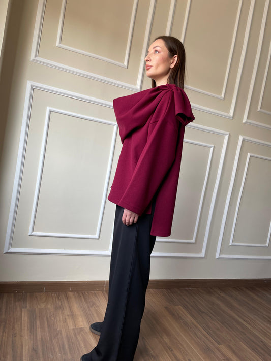 Scarf Jacket In Burgundy