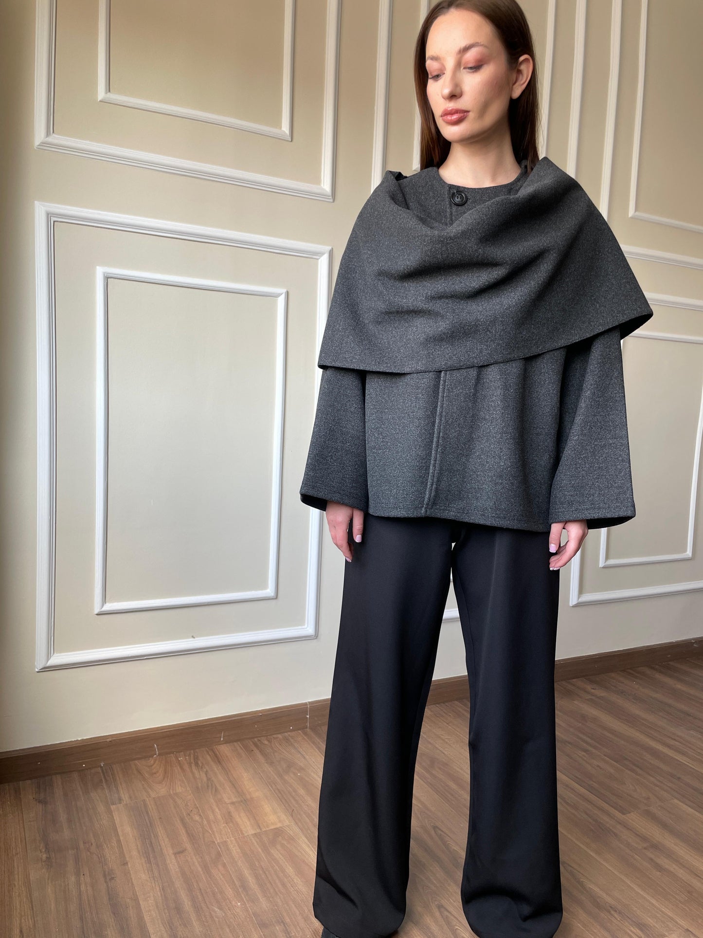 Scarf Jacket In Dark Grey