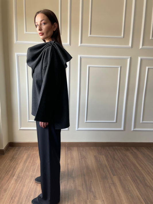 Scarf Jacket In Dark Grey