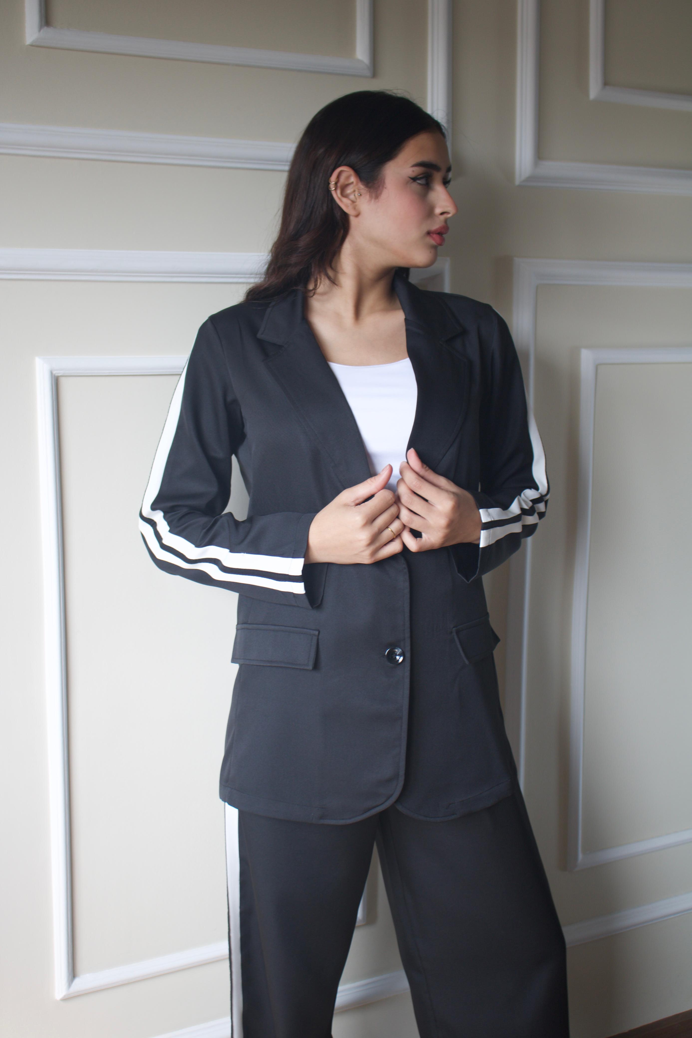Side Strip Blazer Set