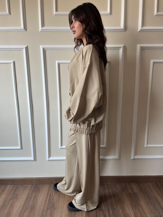Summer Bomber Set In Beige