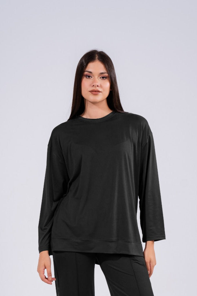 Long Sleeved Top In Black