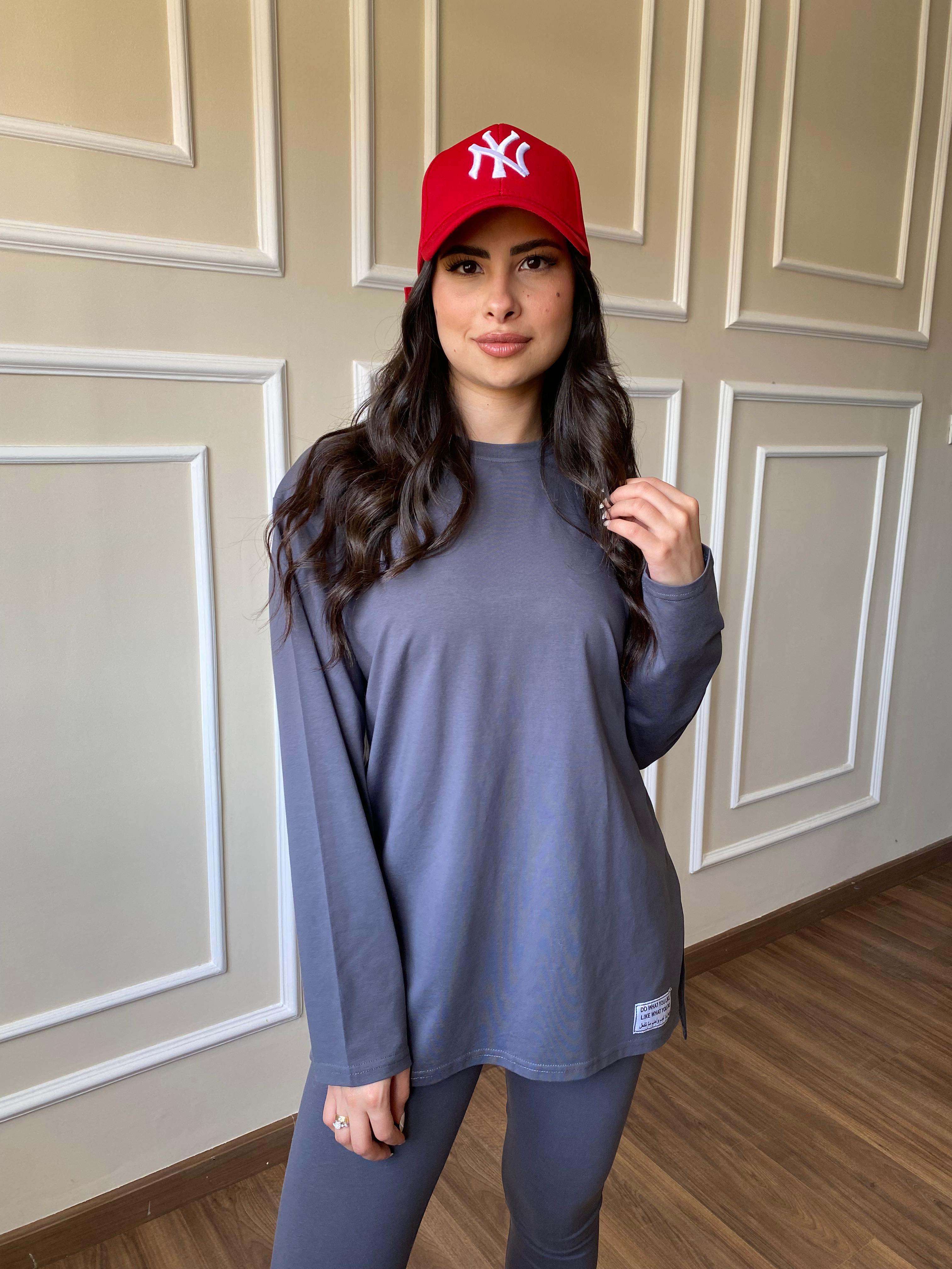 Leggings set with side slit long sleeve top