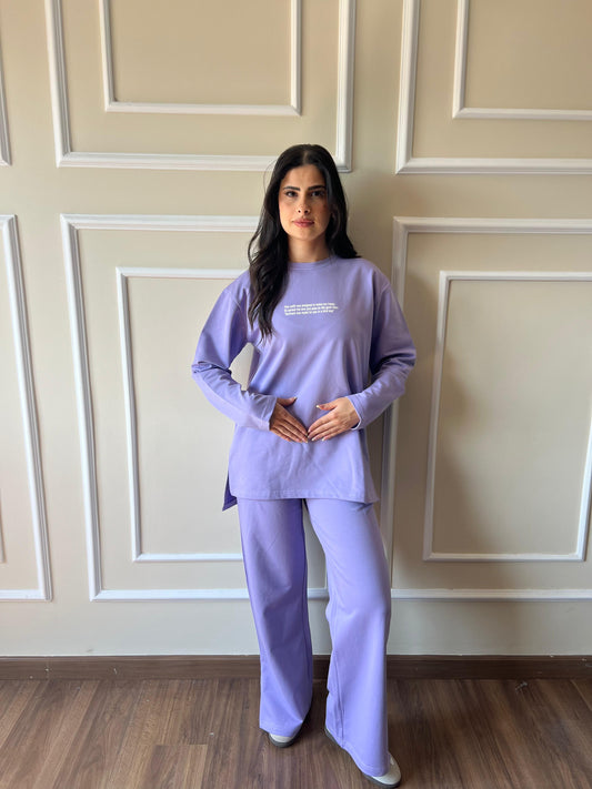Long Sleeves Cotton Everyday Tracksuit I Purple