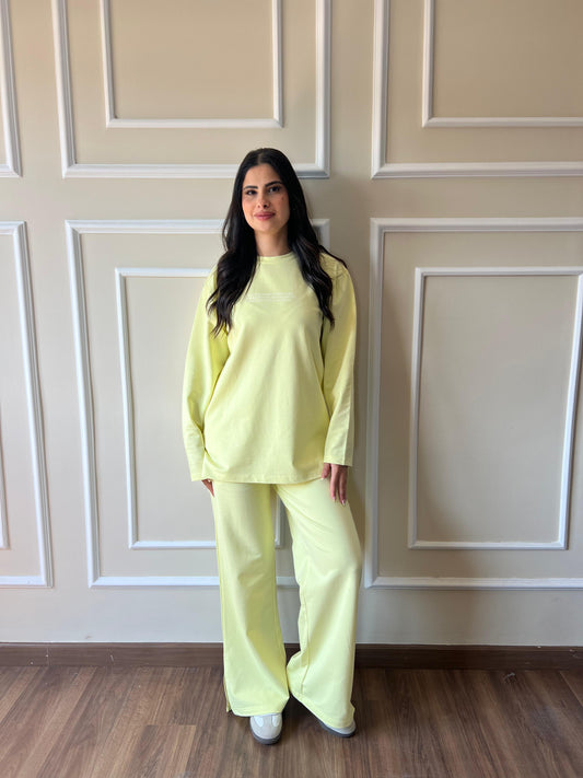 Long Sleeves Cotton Everyday Tracksuit I Yellow