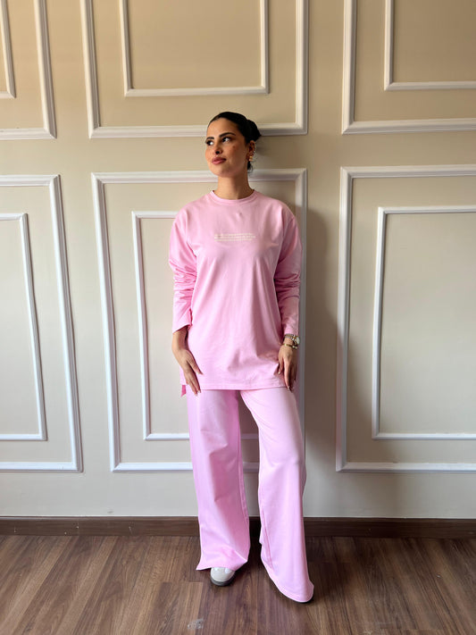 Long Sleeves Cotton Everyday Tracksuit I Baby PinK
