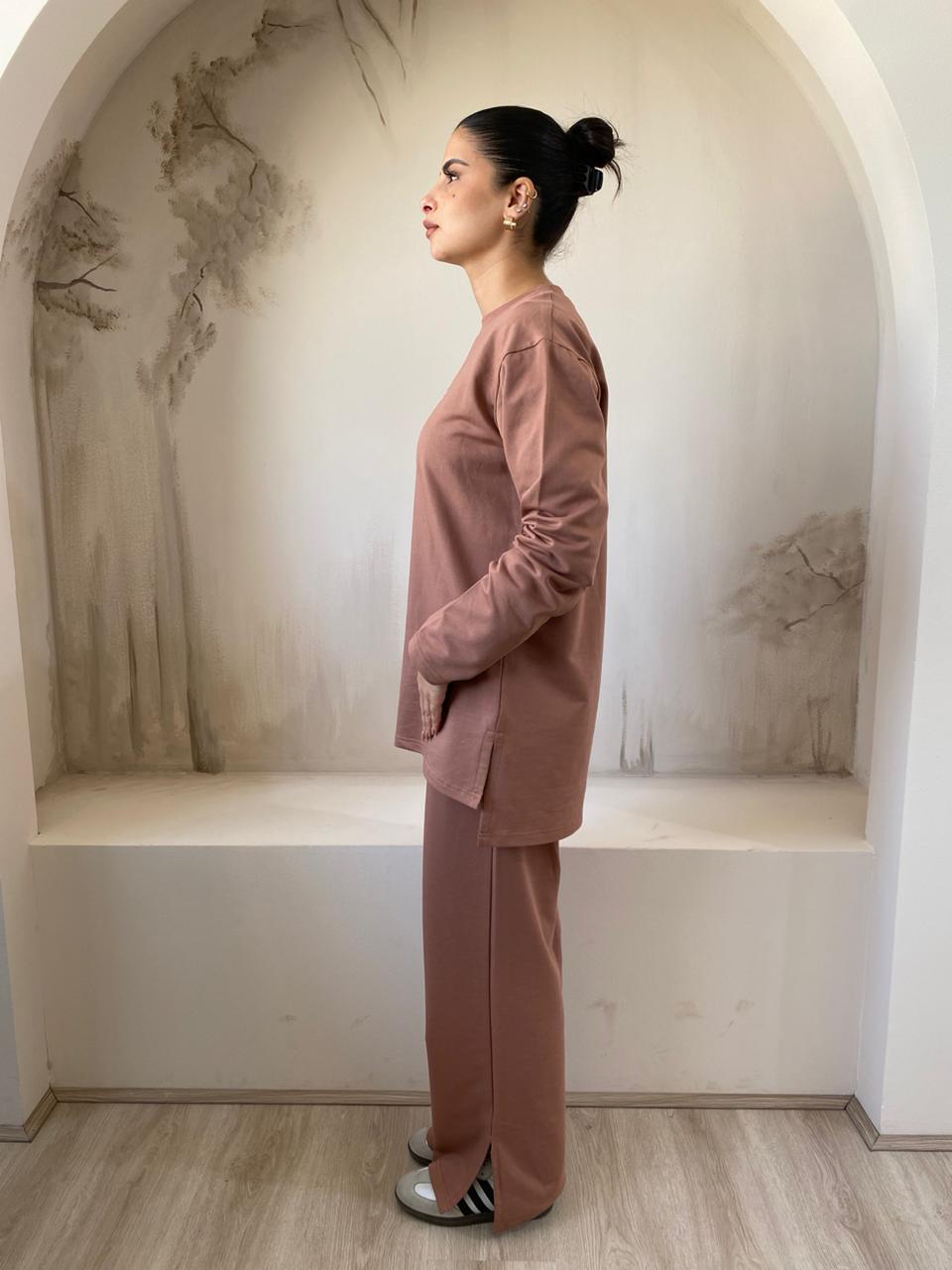 Long Sleeves Cotton Everyday Tracksuit I Brown