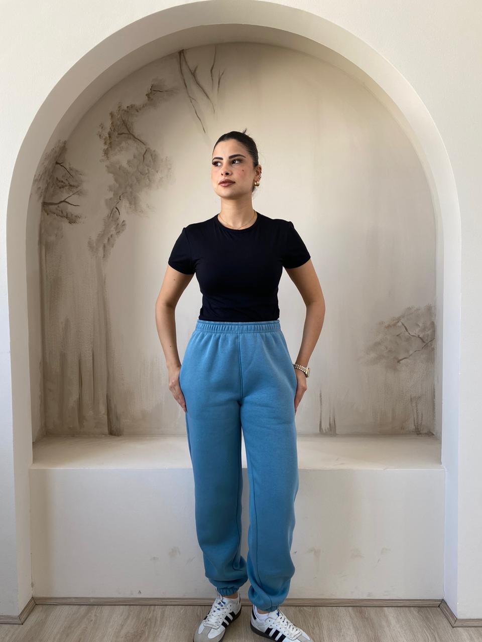 Basic  Fleece Sweatpants | Stone Blue