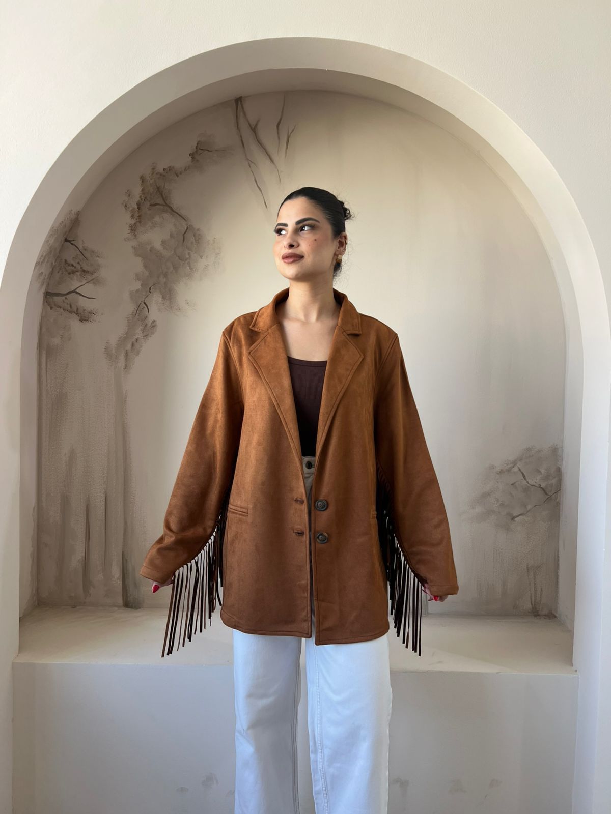 Suede Blazer In Camel