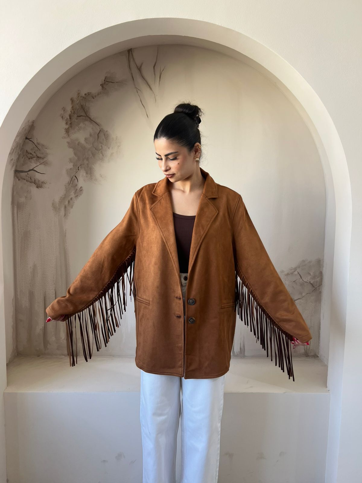 Suede Blazer In Camel