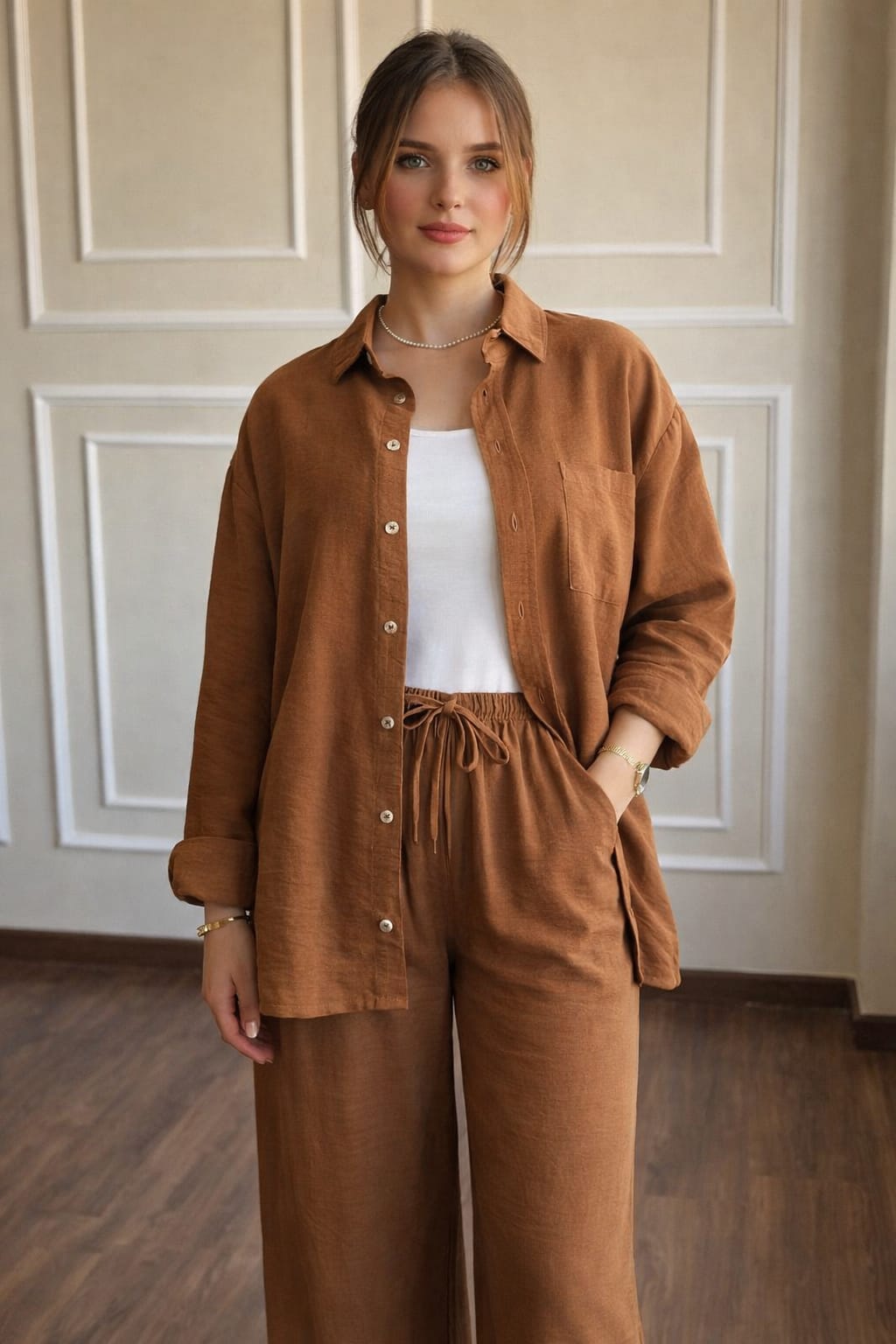 Shirt With Wide Leg Trousers set